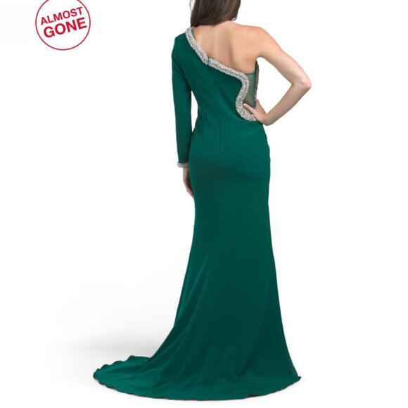 TERANI COUTURE Hunter Long Sleeve Shaped Beaded Gown - Picture 2 of 2